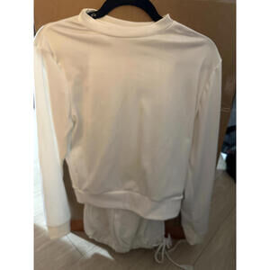 White Women's Crew Neck Sweater and Matching Pants Set